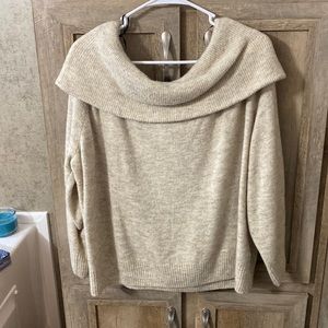 Large, tan off the shoulder H&M sweater